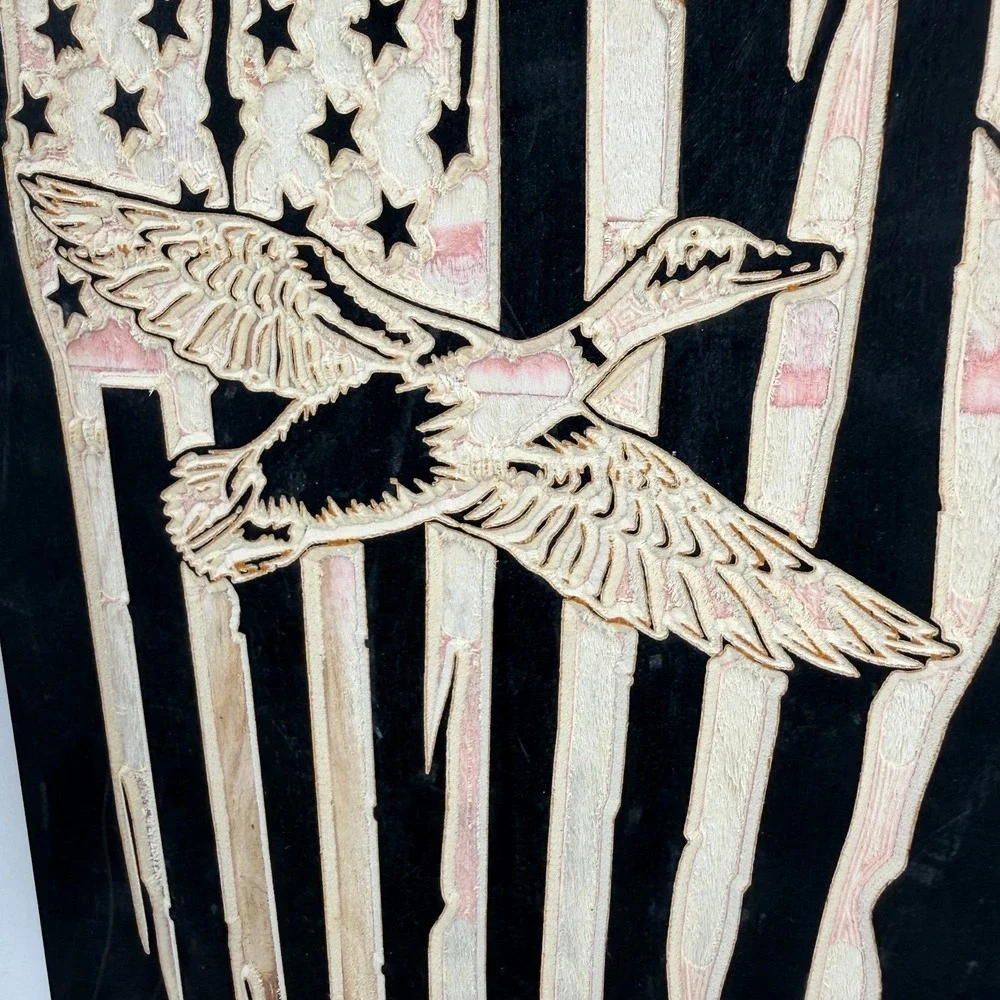 Duck American Flag Laser Cut/Engraved Wooden US‎ Handmade 18